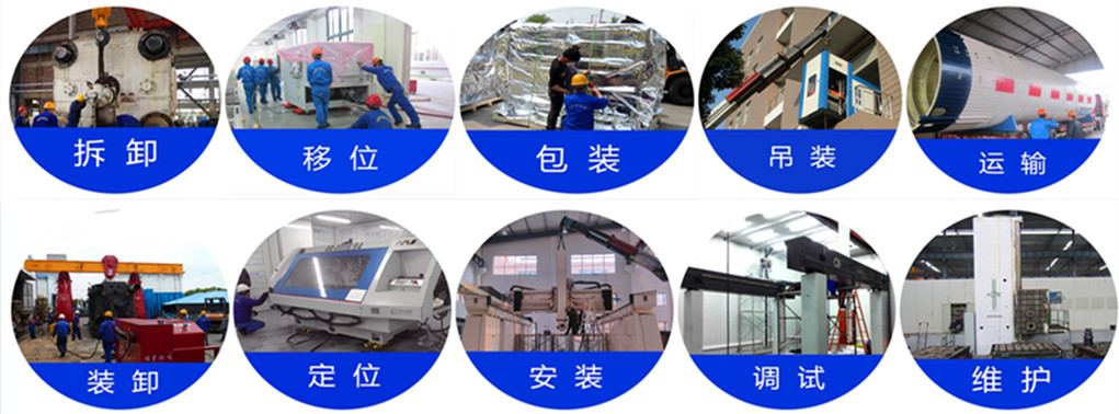 大型設備搬遷，設備吊裝，設備包裝，設備安裝，工廠搬遷